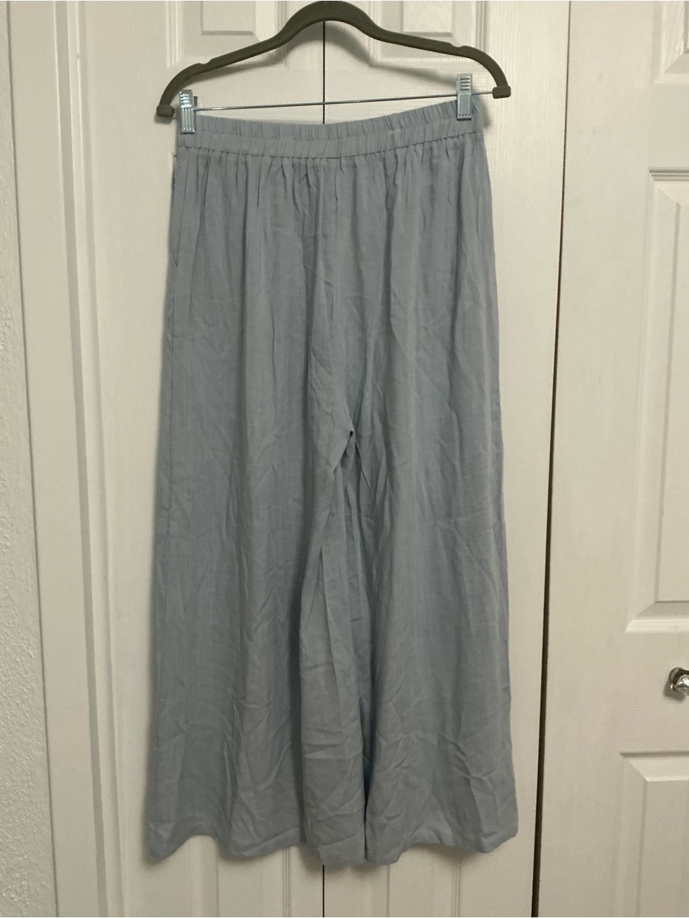 Light Blue Wide Leg Women’s Pants Elastic Waist